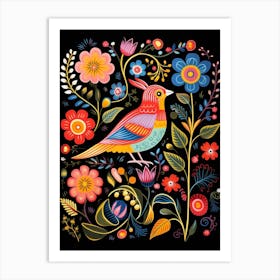 Folk Bird Illustration Mockingbird 1 Art Print