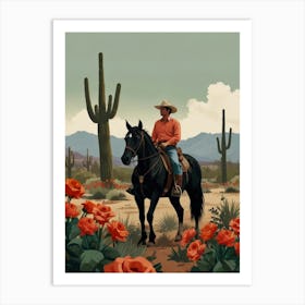 Cowboy In The Desert 24 Art Print