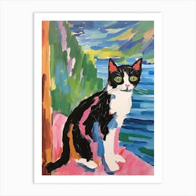 Painting Of A Cat In Lake Como Italy 1 Art Print