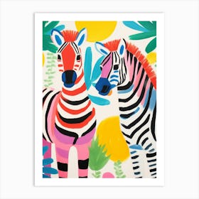 Colourful Kids Animal Art Zebra 4 Art Print