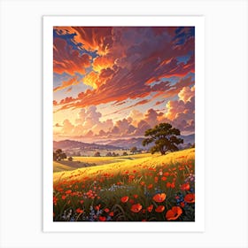 Poppies At Sunset 4 Art Print