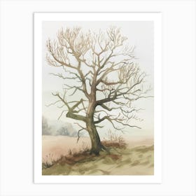 Alder Tree Atmospheric Watercolour Painting 7 Art Print