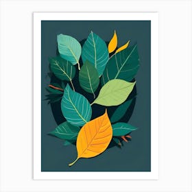 Leaves On A Dark Background Art Print