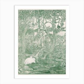 Two Herons At A Forest Pond, Theo Van Hoytema Art Print