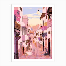 Rabat Morocco 1 Vintage Pink Travel Illustration Art Print