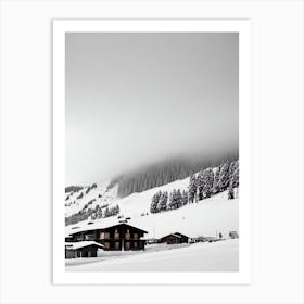 Livigno, Italy Black And White Skiing Poster Art Print