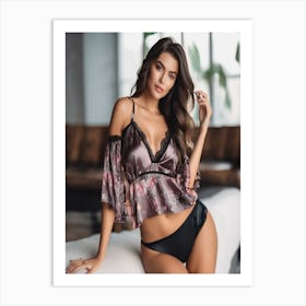 A Photo Of A Beautiful Model Wearing lingerie Underwear Art Print