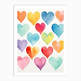 Watercolor Hearts 5 Art Print