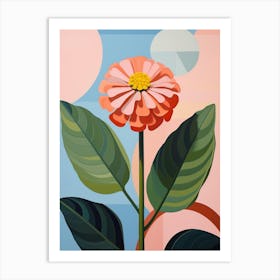 Zinnia 3 Hilma Af Klint Inspired Pastel Flower Painting Art Print