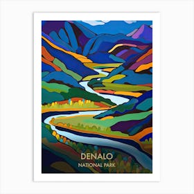 Denalo National Park Travel Poster Matisse Style 3 Art Print