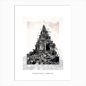 Poster Of Phnom Penh, Cambodia, Black And White Old Photo 3 Art Print