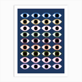 Eyes Staring Colourful Pattern Art Print