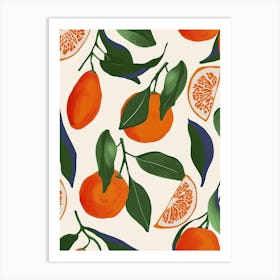 Citrus Fruit On A Branch Pattern 2 Art Print