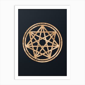 Abstract Geometric Gold Glyph on Dark Teal n.0114 Art Print