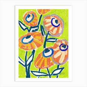 Dahlias, orange Art Print