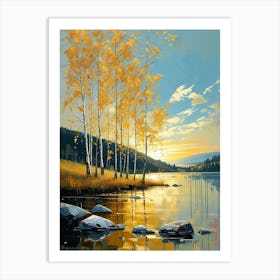 A Birch Trees On A Calm Lake Pt. 2 Art Print