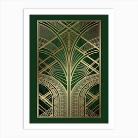 Art Deco Pattern Green and Gold 1 Art Print