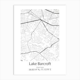 Lake Barcroft,United States Minimalist Map Art Print