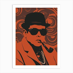 Portrait of a man smoking Art Print