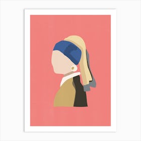 Girl With Pearl Earring Pink Art Print