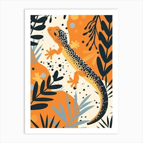 Orange Leopard Gecko Abstract Modern Illustration 4 Art Print