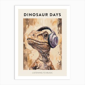 Listening To Music Dinosaur Poster Art Print