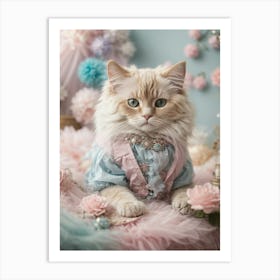 Shabby Chic Cat Art Print