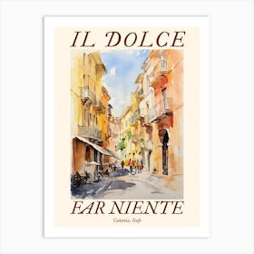 Il Dolce Far Niente Catania, Italy Watercolour Streets 2 Poster Art Print