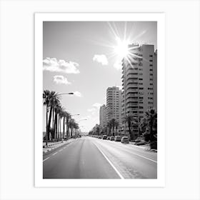 Tel Aviv, Israel, Mediterranean Black And White Photography Analogue 1 Art Print