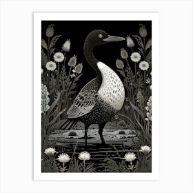 Bird Linocut Common Loon Art 1 5 Art Print