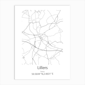 Lillers,France Minimalist Map Art Print