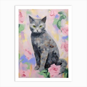 A British Shorthair, Cat Painting, Impressionist Painting 3 Art Print