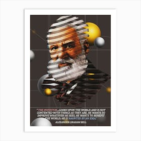 Quote In Ribbon Famous People Alexander Graham Bell ― The Inventor Art Print