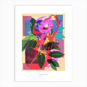 Morning Glory 5 Neon Flower Collage Poster Art Print