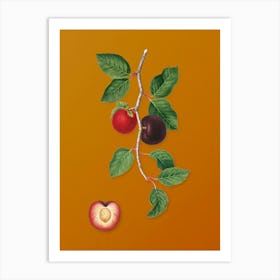 Vintage Apricot Botanical on Sunset Orange n.0125 Art Print