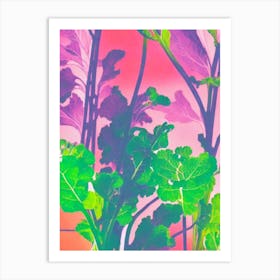 Mustard Greens Risograph Retro Poster vegetable Art Print