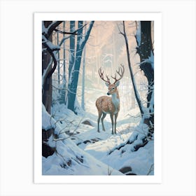 Winter Fawn 1 Illustration Art Print