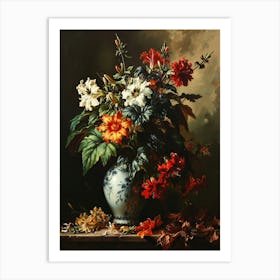 Baroque Floral Still Life Lobelia 4 Art Print