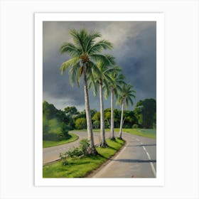 Palm Trees On The Road Art Print