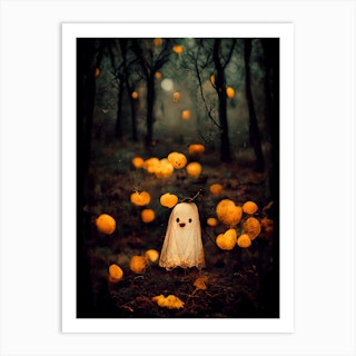 Halloween Bedsheet Ghost Art Print