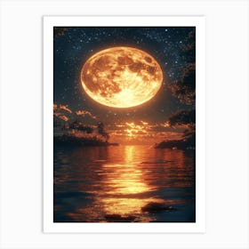 Full Moon Over Water 15 Art Print