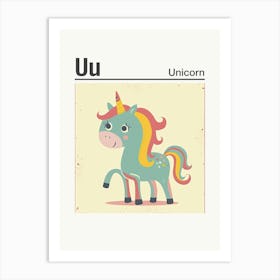 Animals Alphabet Unicorn 2 Art Print