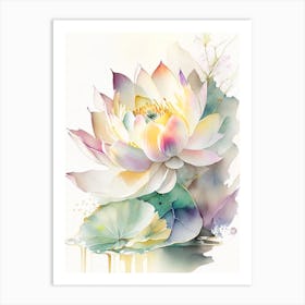 Lotus Flower Bouquet Storybook Watercolour 2 Art Print