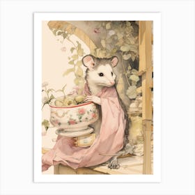 Storybook Animal Watercolour Opossum 1 Art Print