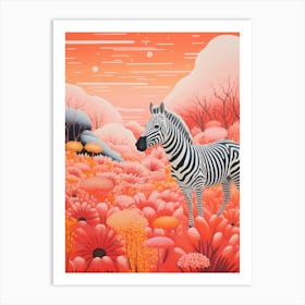 Zebra In The Wild Pink 3 Art Print