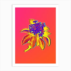 Neon Shipova Botanical in Hot Pink and Electric Blue n.0248 Art Print