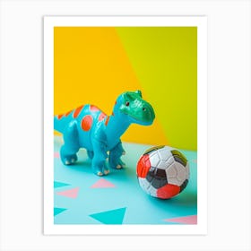 Toy Dinosaur Playing Football 1 Art Print