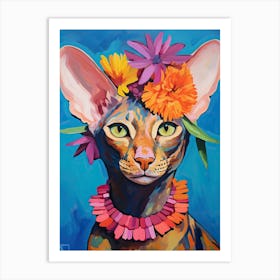 Peterbald Cat With A Flower Crown Painting Matisse Style 3 Art Print