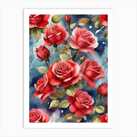 Red Roses Wallpaper Art Print