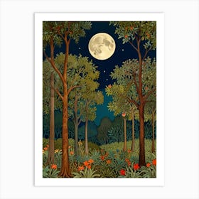 William Morris Full Moon In The Forest 17 Art Print